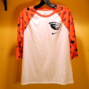 Womens Nike OSU Beavers 3/4 Sleeve Shirt Sz Lg